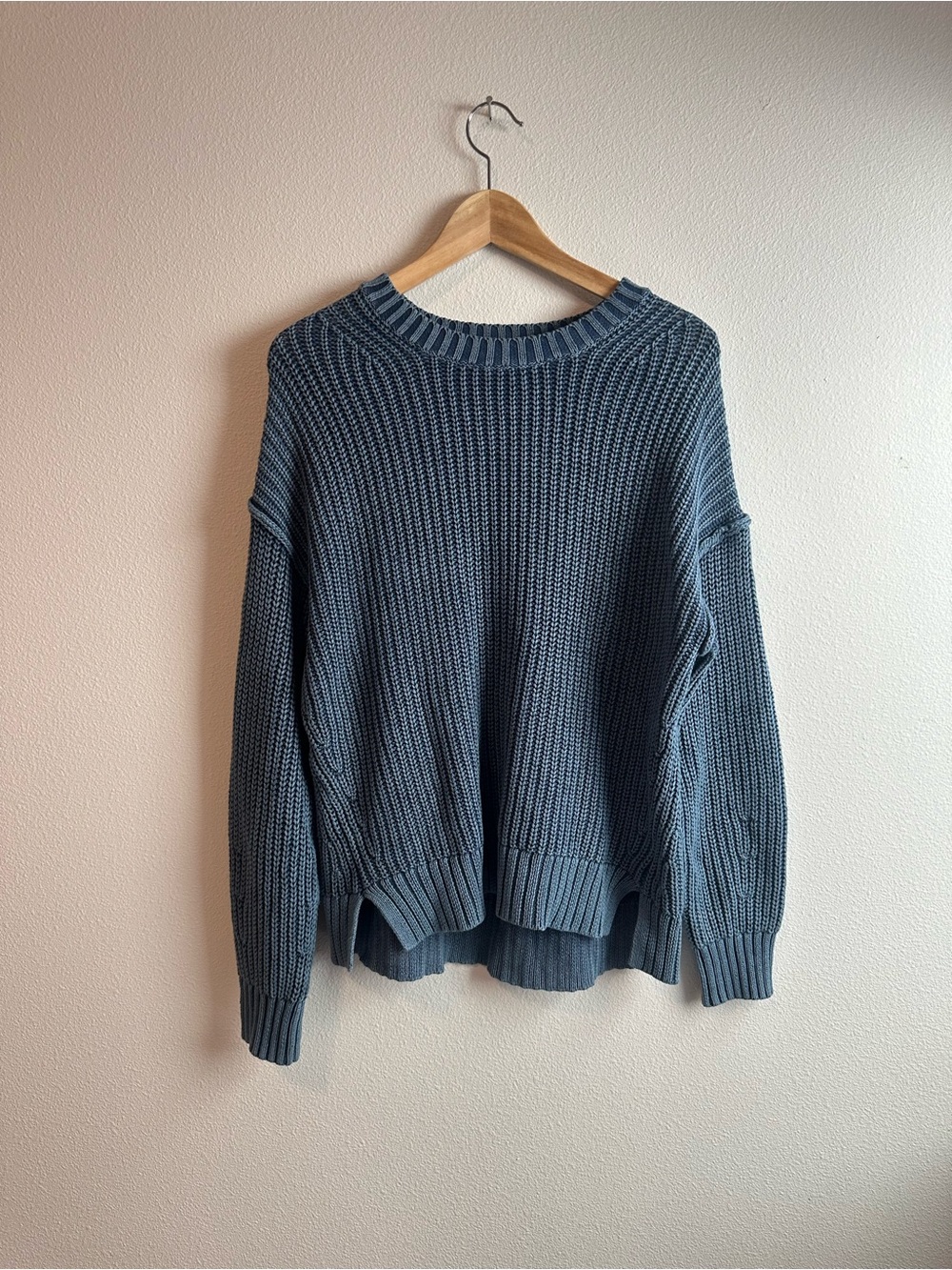American Eagle Outfitters Acid Wash Long Weekend Sweater in Blue Size Small